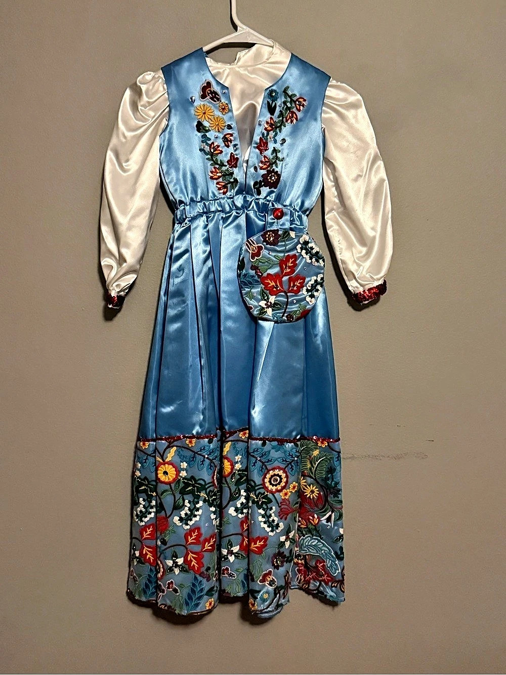 Kids Floral Embroidered Blue Dress Like New
